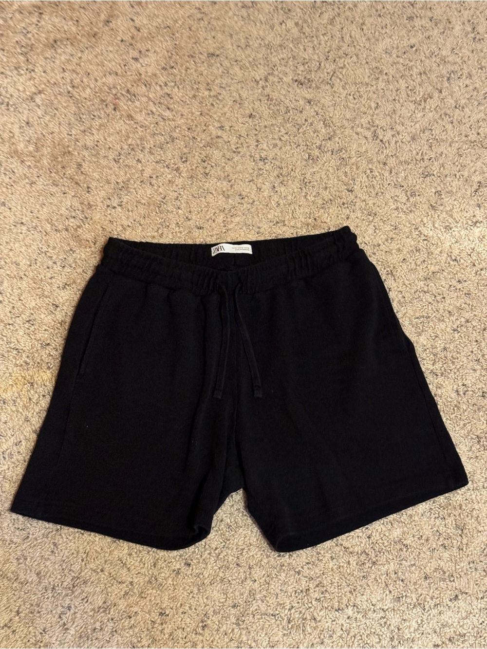Zara Men’s Black Sweat Shorts Size Medium 5” Minimalist Loungewear